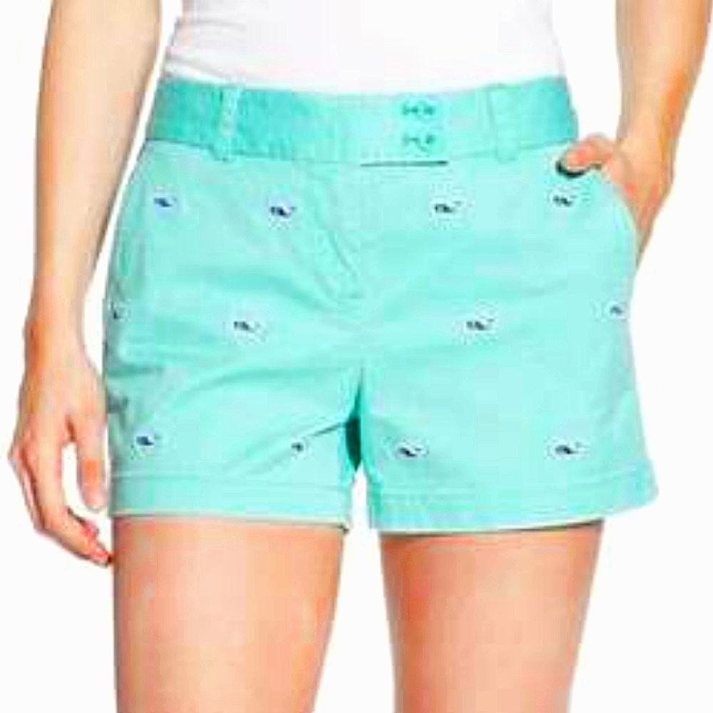 Vineyard Vines Women's Teal Whale Print Shorts